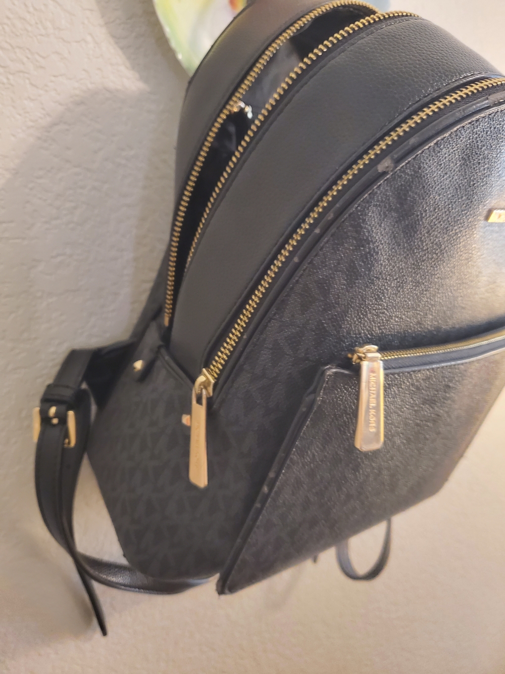 Michael Kors Charcoal MK Monogram Backpack with Gold Hardware - Picture 16 of 16